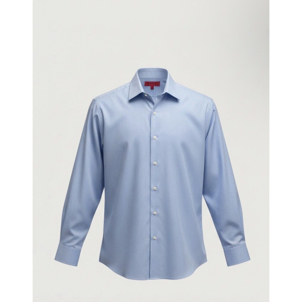 Bergamo New York Dress Shirt Mens Large Fitted Blue Long Sleeve Button Career